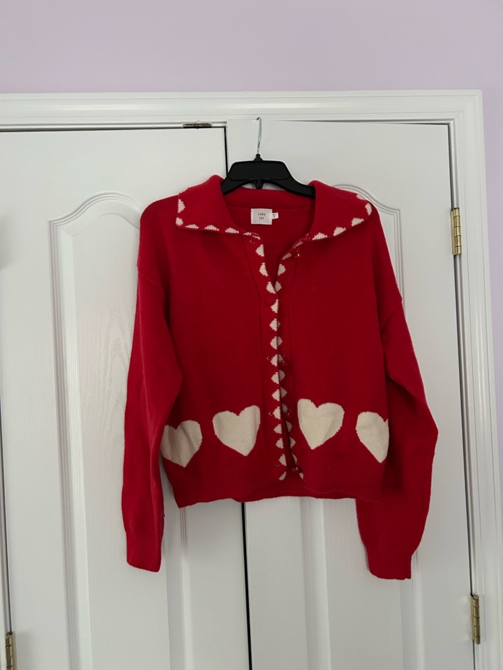 Women's Red Heart Accent Cardigan Sweater